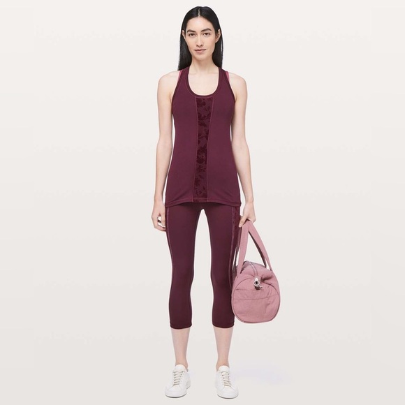 Lululemon Wunder Under Crop High-Rise 21" Scatter Floral Dark Adobe Dark Adobe 8 - Picture 5 of 9